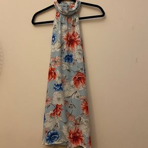 Red, Pink, White, & Blue Floral High-neck lightweight dress